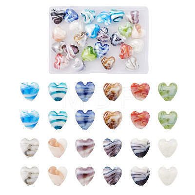 24Pcs 12 Colors Handmade Lampwork Beads LAMP-CW0001-03-1