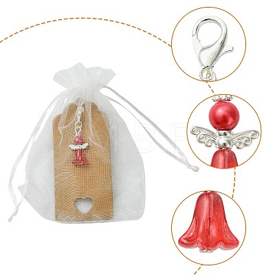 Angle Glass Pendant Decorations HJEW-FS0001-07-1