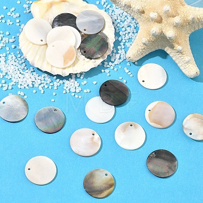 10Pcs Natural Black Lip Shell Pendants SSHEL-YW0001-18-1