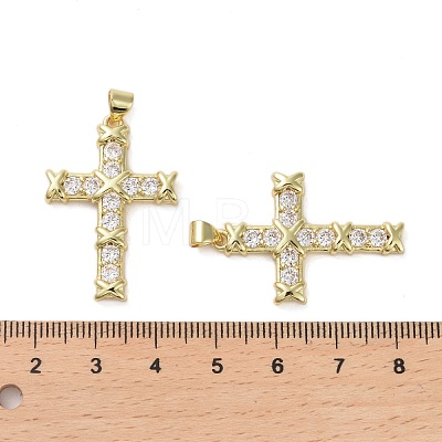Brass Micro Pave Clear Cubic Zirconia Pendants KK-H466-09G-03-1