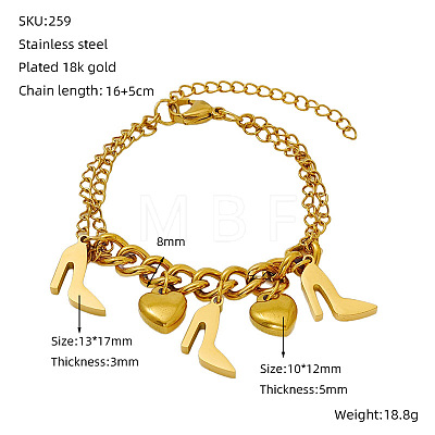 Valentine's Day 304 Stainless Steel Charm Bracelets FS-WGE53E0-07-1