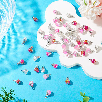 100Pcs Mixed Styles Glass Pendants PALLOY-TADJ00006-1