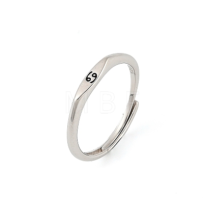 Rhodium Plated 925 Sterling Silver Adjustable Rings RJEW-S397-01P-04-1