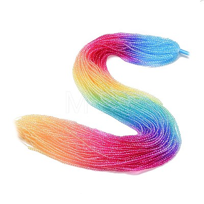 Transparent Gradient Color Glass Beads Strands GLAA-G101-2mm-04-1