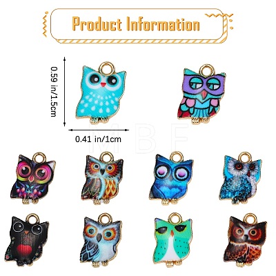 40Pcs 10 Colors Printed Alloy Pendants FIND-SZ0003-40-1