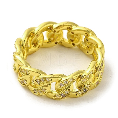 Brass Micro Pave Cubic Zirconia Rings for Women RJEW-E295-09G-1