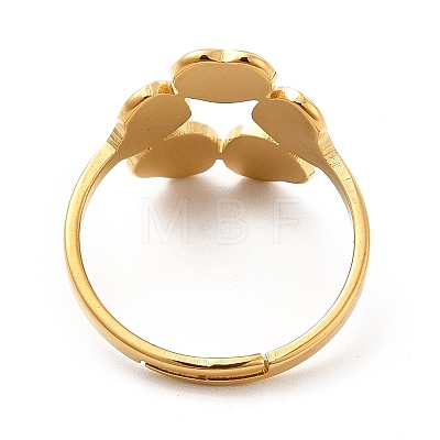 Ion Plating(IP) 201 Stainless Steel Flower Adjustable Ring for Women RJEW-F131-05G-1