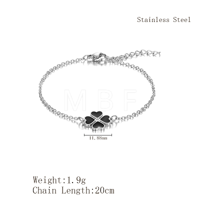 Stainless Steel Heart-shape Clover Link Bracelets OH1703-1-1