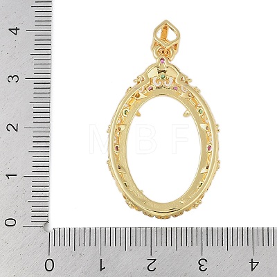 Oval Brass Micro Pave Cubic Zirconia Pendant Cabochon Settings KK-U026-18G-1