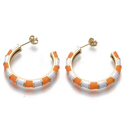 Brass Stud Earrings EJEW-S209-12C-1