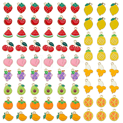 78Pcs 13 Styles Mixed Fruit Alloy Enamel Charms ENAM-DC0002-31LG-1