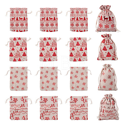 20Pcs 4 Styles Christmas Theme Cotton Fabric Cloth Bags ABAG-TA0002-04B-1