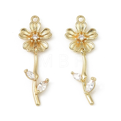 Brass Micro Pave Cubic Zirconia Pendants KK-C107-09B-G-1