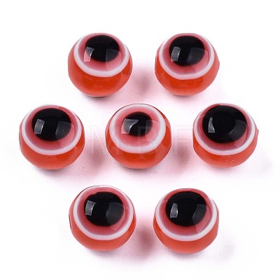 Round Evil Eye Resin Beads RESI-R159-6mm-05-1