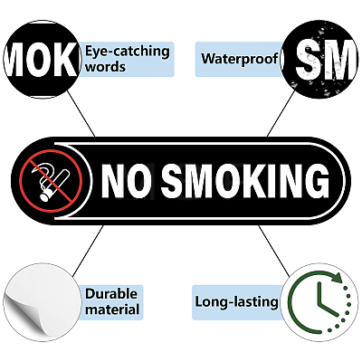 Mini PVC Coated Self Adhesive NO SMOKING Warning Stickers STIC-WH0018-001-1