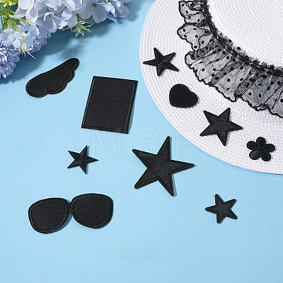 Gorgecraft 20pcs 10 style Star/Flower/Heart Iron on Cloth Patches PATC-GF0001-30-1