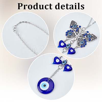 Handmade Lampwork Turkish Evil Eyes Pendant Decorations HJEW-GF0001-74-1