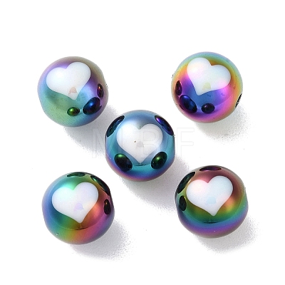 UV Plating Rainbow Iridescent Acrylic Beads OACR-H112-18A-1