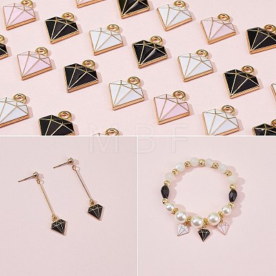 90Pcs 3 Colors Alloy Enamel Charms ENAM-SZ0003-01-1