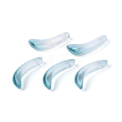 Transparent Glass Banana Pendants GLAA-T030-02B-1