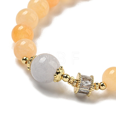 Round Natural Gemstone Beaded Stretch Bracelets BJEW-M315-06-1