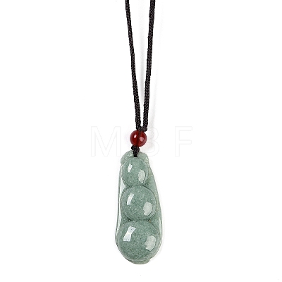 Natural Jadeite Carved Kidney Bean Pendant Necklaces NJEW-F321-06-1
