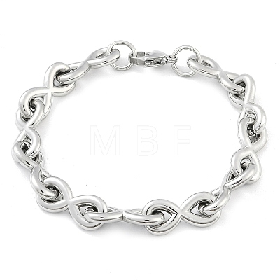 304 Stainless Steel Infinity Link Chain Bracelets for Women Men BJEW-F488-53C-P-1