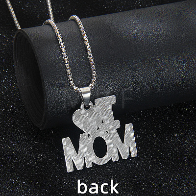 Mother's Day 201 Stainless Steel & Alloy Enamel Heart "I Love Mom Pendant Necklaces FS-WG3172B-01-1