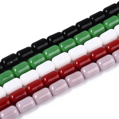 Opaque Solid Color Glass Beads Strands GLAA-N058-4x6mm-B01-1