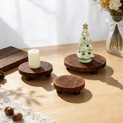 3Pcs 3 Sizes Round Wood Display Riser Stands AJEW-WH0410-252-1