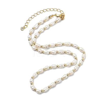 Natural Cultured Freshwater Pearl Rice Beaded Necklaces NJEW-JN06044-1