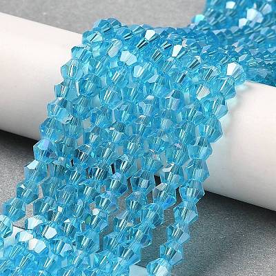 Transparent Electroplate Glass Beads Strands EGLA-A039-T4mm-B19-1
