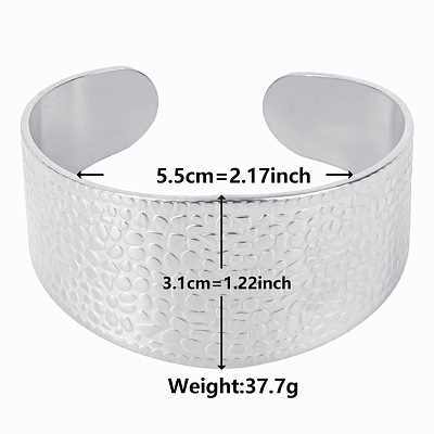 Non-Tarnish Stylish European and American Texture 304 Stainless Steel Cuff Bangles for Women BB1521-1-1