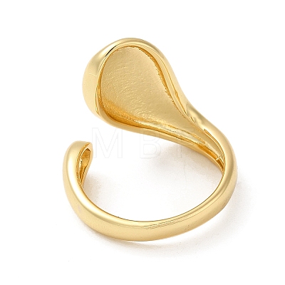 Rack Plating Brass Blank Teardrop Open Cuff Rings X-RJEW-E290-03G-1