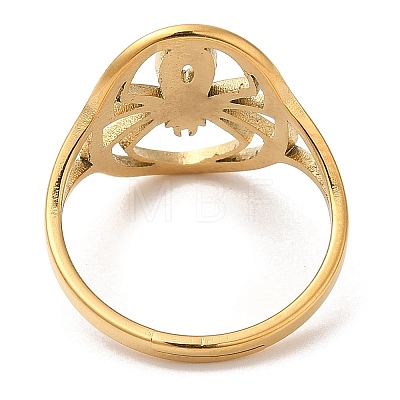Ion Plating(IP) 304 Stainless Steel Hollow Spider Adjustable Ring for Women RJEW-M149-07G-1