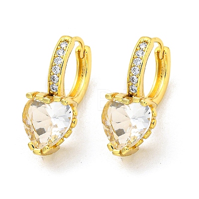 Brass Micro Pave Cubic Zirconia Hoop Earring EJEW-C088-39G-1