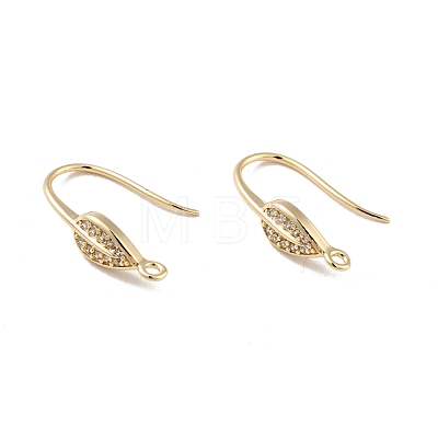 Leaf Rack Plating Brass Micro Pave Cubic Zirconia Earring Hooks KK-D083-09G-1