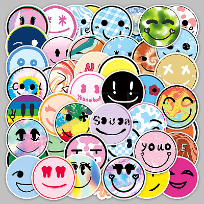 50Pcs Smiling Face Pvc Graffiti stickers for DIY Decorating Luggage PW-WG61750-01-1