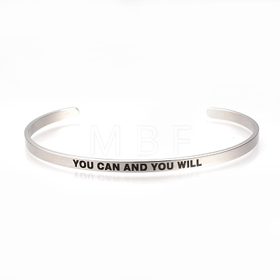 201 Stainless Steel Cuff Bangles BJEW-Q685-08-1