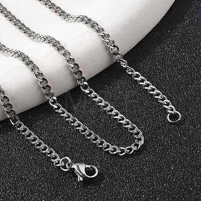 Non-Tarnish 304 Stainless Steel Curb Chain Necklaces NJEW-H492-01P-1