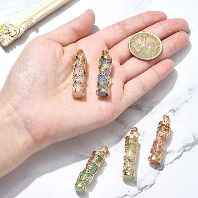 5Pcs 5 Colors Synthetic Luminous Stone Column Pendants FIND-YW0005-92-1