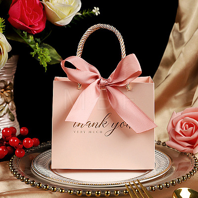 Rectangle Paper Gift Tote Bags with Ribbon ABAG-WH0032-77D-1