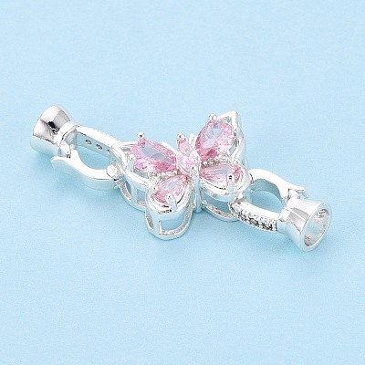 Brass Micro Pave Cubic Zirconia Fold Over Clasps KK-U037-10S-1