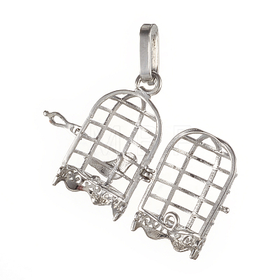 Brass Cage Pendants KK-K163-20P-NR-1