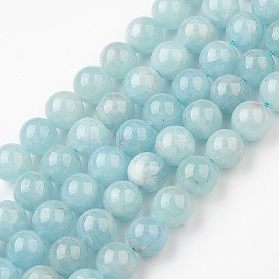 Natural Aquamarine Bead Strands G-J376-23-10mm-1