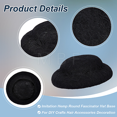 Imitation Hemp Round Fascinator Hat Base for Millinery AJEW-WH0472-45B-02-1