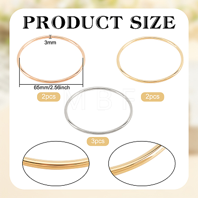 7Pcs 3 Color 304 Stainless Steel Thin Wrap Bangles Set for Women BJEW-BC0001-17-1