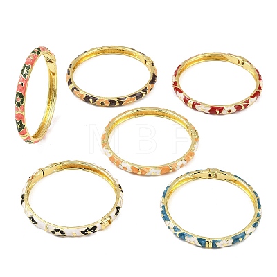 Brass Alloy Hinged Bangles for Women BJEW-K290-01B-G-1