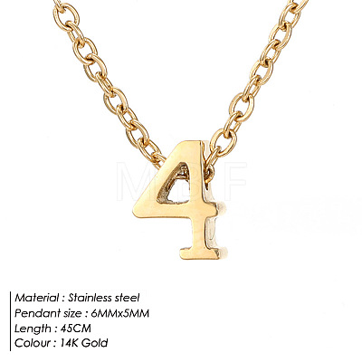 304 Stainless Steel Number Pendant Necklaces FS-WG6717D-02-1