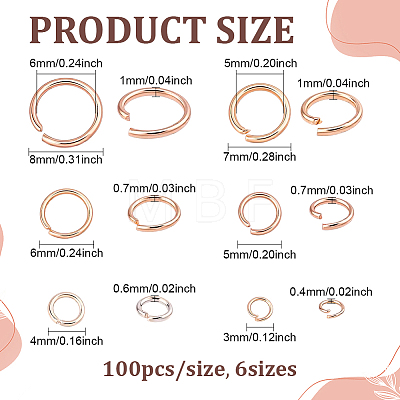 600Pcs 304 Stainless Steel Open Jump Rings STAS-ME0003-50-1